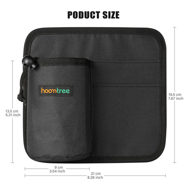 2 Pcs Black Hands-Free Luggage Handle Travel Cup Holder & Organizer Pouch.