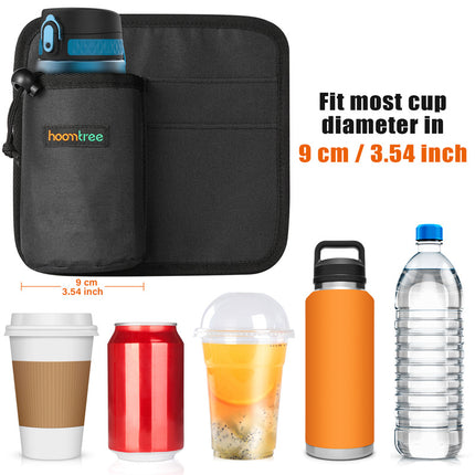 2 Pcs Grey Hands-Free Luggage Handle Travel Cup Holder & Organizer Pouch.
