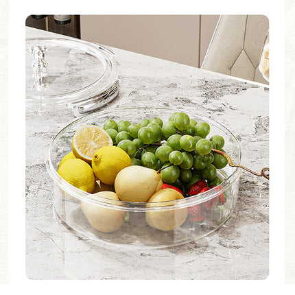 Grey And Silver Snap Button Elegant Compartment Serving Tray with Lid - Versatile Snack, Fruit & Candy Box.
