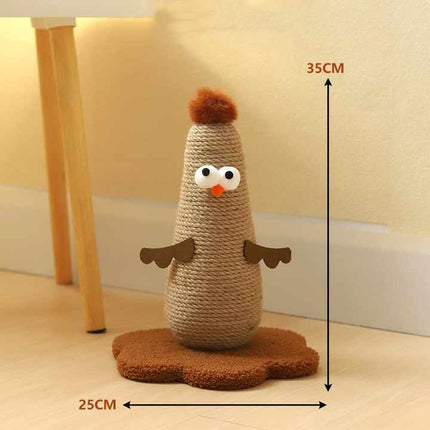 Pink Adorable Chick Cat Scratching Post - Durable Sisal Rope Scratcher Toy for Cats & Kittens.