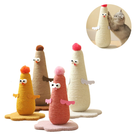 Pink Adorable Chick Cat Scratching Post - Durable Sisal Rope Scratcher Toy for Cats & Kittens.