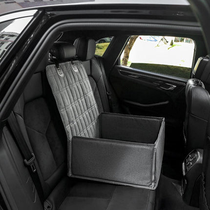 Grey Waterproof Front Pet Car Seat Cover - Non-Slip Dog Booster Seat Protector Mat.