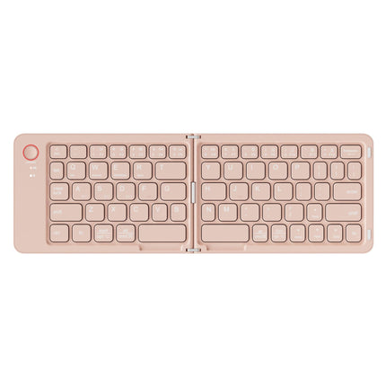 Pink Ultra-Slim Foldable Bluetooth Keyboard - Portable Wireless Rechargeable Travel Keyboard for iOS Android Windows Devices.