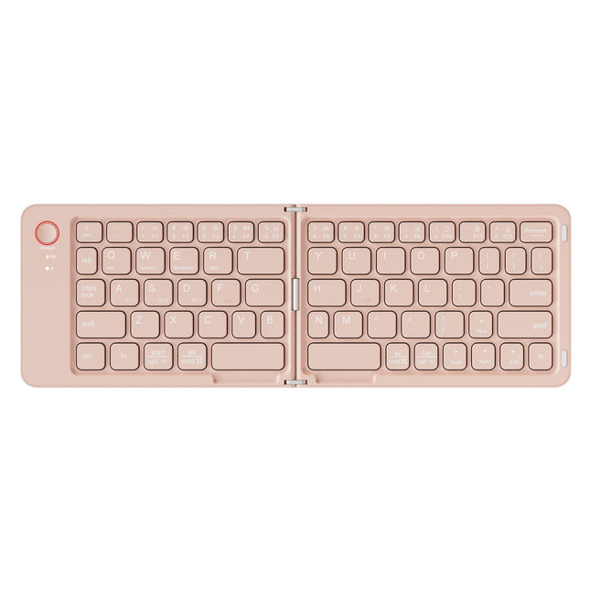 Pink Ultra-Slim Foldable Bluetooth Keyboard - Portable Wireless Rechargeable Travel Keyboard for iOS Android Windows Devices.