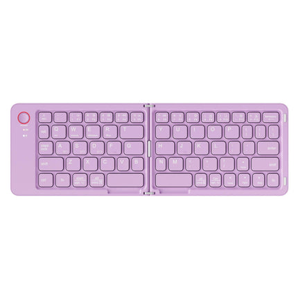 Purple Ultra-Slim Foldable Bluetooth Keyboard - Portable Wireless Rechargeable Travel Keyboard for iOS Android Windows Devices.