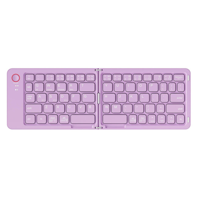 Purple Ultra-Slim Foldable Bluetooth Keyboard - Portable Wireless Rechargeable Travel Keyboard for iOS Android Windows Devices.