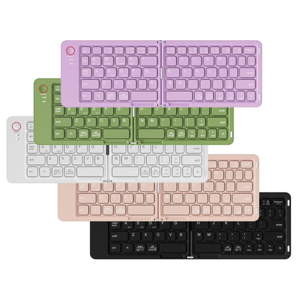 Purple Ultra-Slim Foldable Bluetooth Keyboard - Portable Wireless Rechargeable Travel Keyboard for iOS Android Windows Devices.