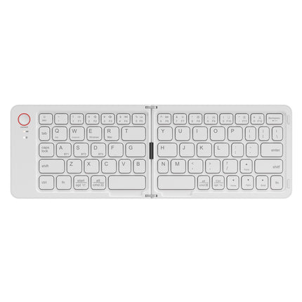 White Ultra-Slim Foldable Bluetooth Keyboard - Portable Wireless Rechargeable Travel Keyboard for iOS Android Windows Devices.