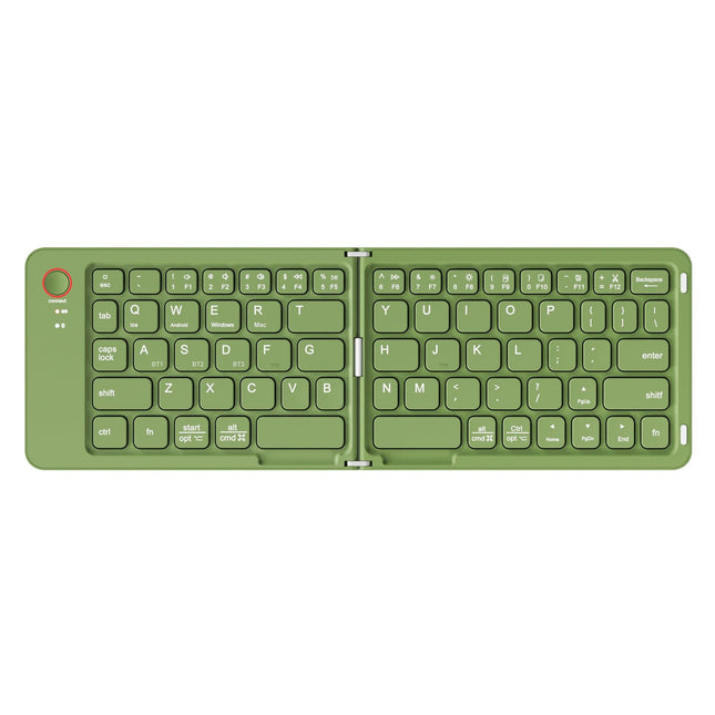 Green Ultra-Slim Foldable Bluetooth Keyboard - Portable Wireless Rechargeable Travel Keyboard for iOS Android Windows Devices.