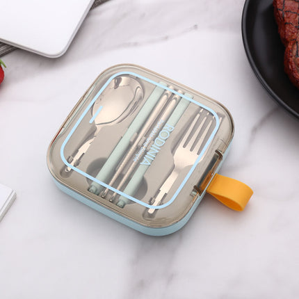 2 Sets Blue And Grey Portable Stainless Steel Cutlery Set -  Reusable Utensils (2 Fork, 2 Spoon, 2 pairs of Chopsticks) with Compact Travel Case.