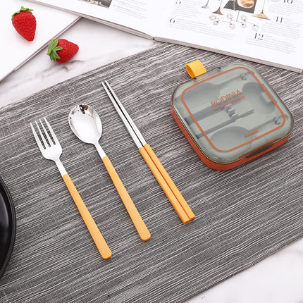 2 Sets Green Portable Stainless Steel Cutlery Set -  Reusable Utensils (2 Fork, 2 Spoon, 2 pairs of Chopsticks) with Compact Travel Case.