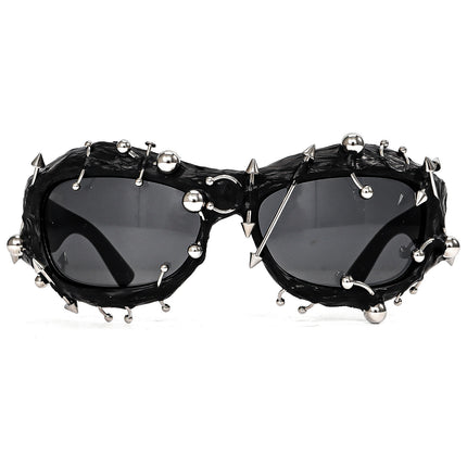Bright Green Edgy Punk Rock Spiked Sunglasses - Statement Goth Studded Eyewear.