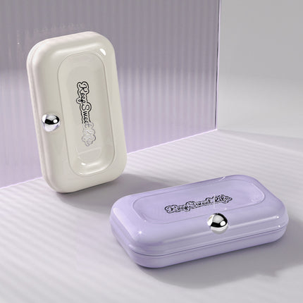 2 Sets Beige Portable 4-Piece Manicure Set - Compact Nail Grooming Kit with Stainless Steel Clippers, File & Stylish Case.