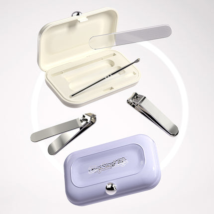 2 Sets Purple Portable 4-Piece Manicure Set - Compact Nail Grooming Kit with Stainless Steel Clippers, File & Stylish Case.