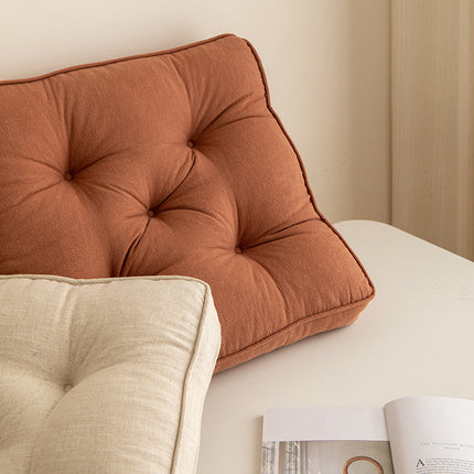 Tea Green Soft And Thick Seat Cushion - Cotton Linen Blend Chair Pad with Ties - 43x43cm.