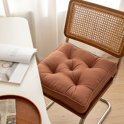 Orange Soft And Thick Seat Cushion - Cotton Linen Blend Chair Pad with Ties - 43x43cm.