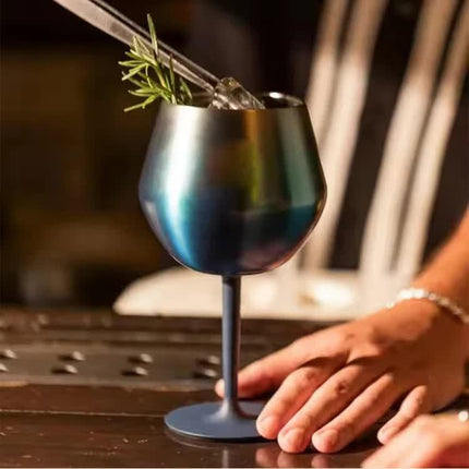 2 Pcs Black Detachable Stainless Steel Wine Glass - 14oz (420ml) Portable Stemmed Goblet for Outdoors & Travel.