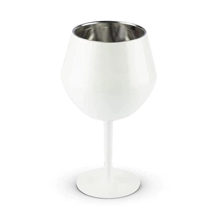 2 Pcs White Detachable Stainless Steel Wine Glass - 14oz (420ml) Portable Stemmed Goblet for Outdoors & Travel.