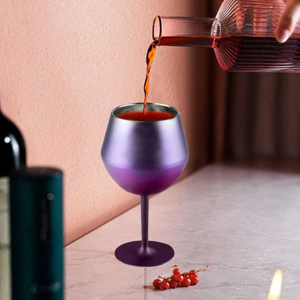 2 Pcs Orange Detachable Stainless Steel Wine Glass - 14oz (420ml) Portable Stemmed Goblet for Outdoors & Travel.