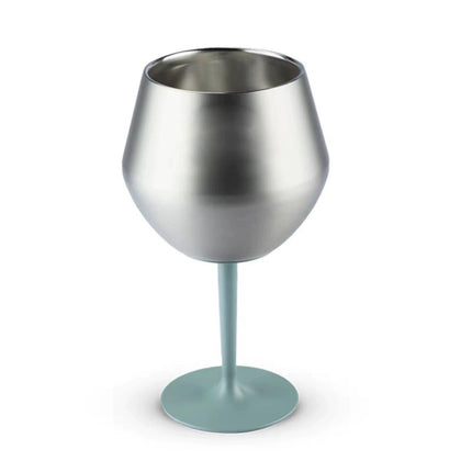 2 Pcs Green and Silver Detachable Stainless Steel Wine Glass - 14oz (420ml) Portable Stemmed Goblet for Outdoors & Travel.