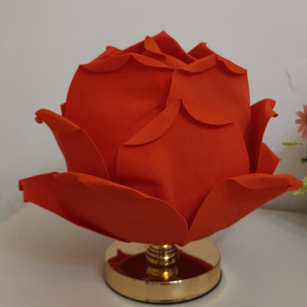 Red Elegant Lotus Flower Table Lamp - Decorative Bedside Night Light for Bedroom Ambiance.