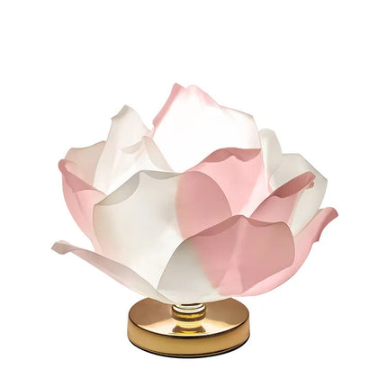 Red Elegant Lotus Flower Table Lamp - Decorative Bedside Night Light for Bedroom Ambiance.