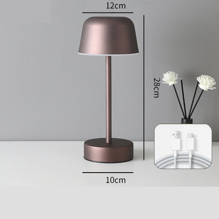 Coffee Modern Minimalist LED Table Lamp - Rechargeable Touch Control Desk Light.