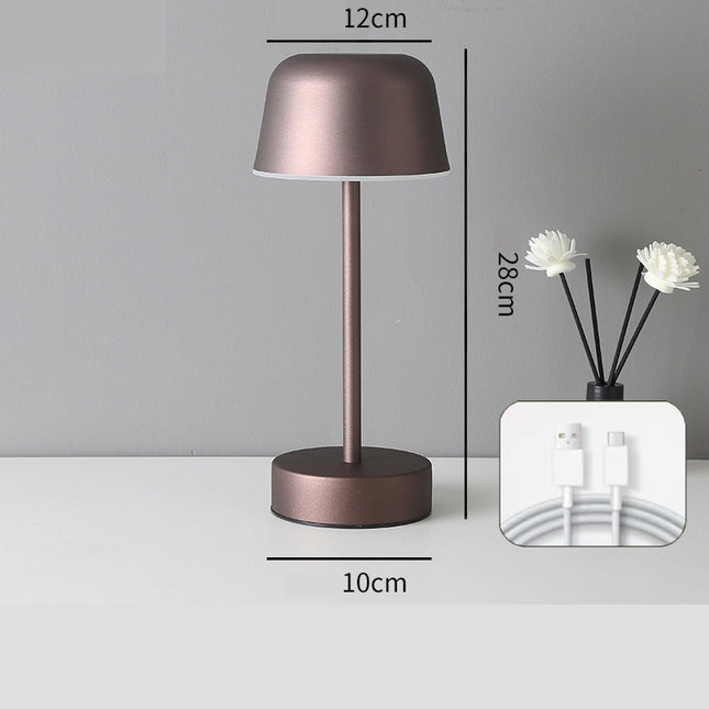 Coffee Modern Minimalist LED Table Lamp - Rechargeable Touch Control Desk Light.