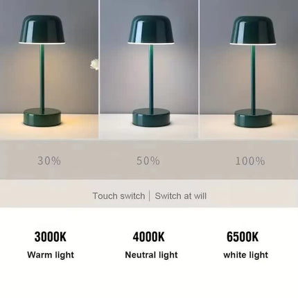 Yellow Modern Minimalist LED Table Lamp - Rechargeable Touch Control Desk Light.