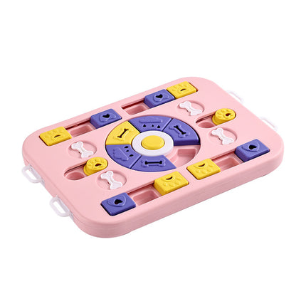 Pink Advanced Interactive Dog Puzzle Toy - Multi-Mechanism Treat Dispensing Slow Feeder for Mental Enrichment.