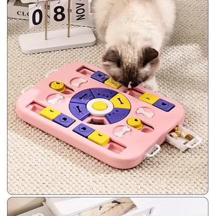 Pink Advanced Interactive Dog Puzzle Toy - Multi-Mechanism Treat Dispensing Slow Feeder for Mental Enrichment.