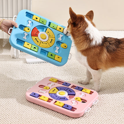 Blue Advanced Interactive Dog Puzzle Toy - Multi-Mechanism Treat Dispensing Slow Feeder for Mental Enrichment.