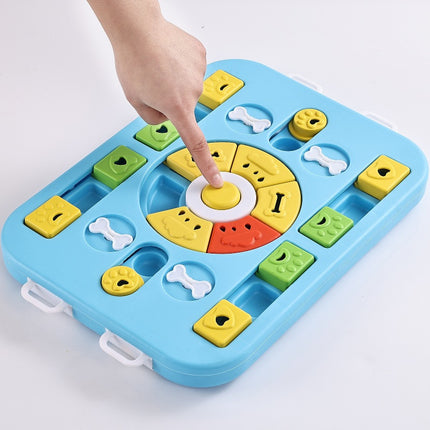 Blue Advanced Interactive Dog Puzzle Toy - Multi-Mechanism Treat Dispensing Slow Feeder for Mental Enrichment.