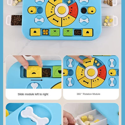 Blue Advanced Interactive Dog Puzzle Toy - Multi-Mechanism Treat Dispensing Slow Feeder for Mental Enrichment.