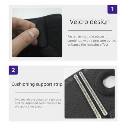 Black Adjustable Knee Brace Support (Pair) with Dual Spring Stabilizers & Patella Gel Pad - Non-Slip for Sports Running Hiking.