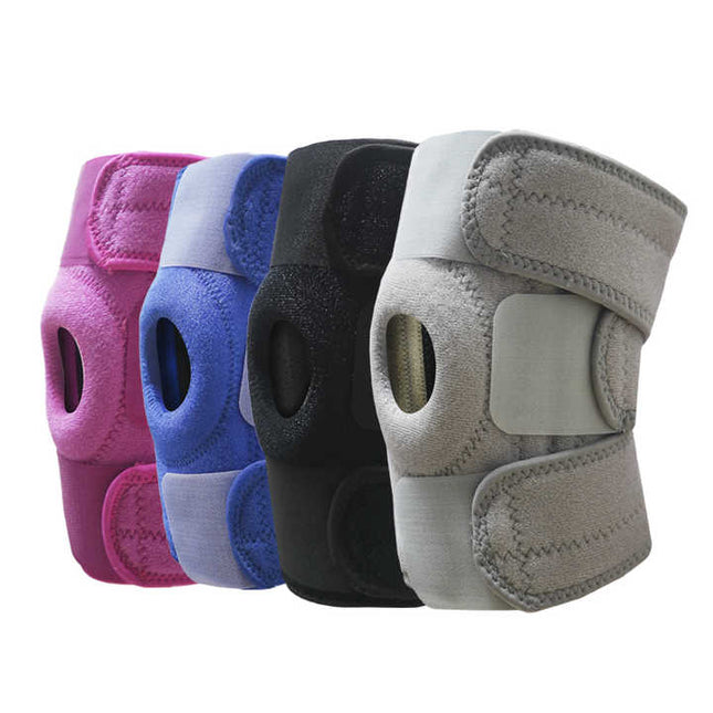 Grey Adjustable Knee Brace Support (Pair) with Dual Spring Stabilizers & Patella Gel Pad - Non-Slip for Sports Running Hiking.