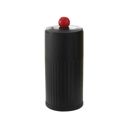 Black Automatic Lifting Makeup Brush Holder - Dustproof Desktop Organizer with Lid & Compartments.