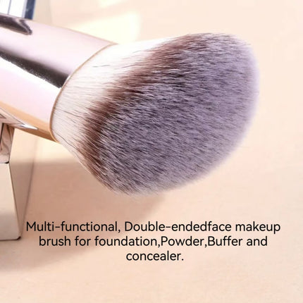 Black and Glod Versatile 4pc Dual-Ended Makeup Brush Set - Soft Synthetic Bristles for Foundation Blush Contour Concealer.