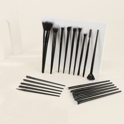 Black Complete 20-Piece Makeup Brush Set with Travel Pouch - Professional Synthetic Face & Eye Brushes Kit.