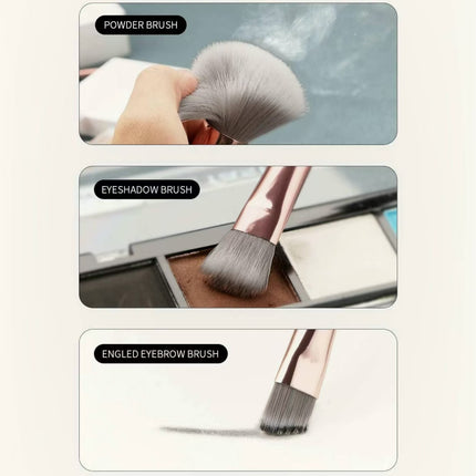 Brown and Glod Complete 20-Piece Makeup Brush Set with Travel Pouch - Professional Synthetic Face & Eye Brushes Kit.