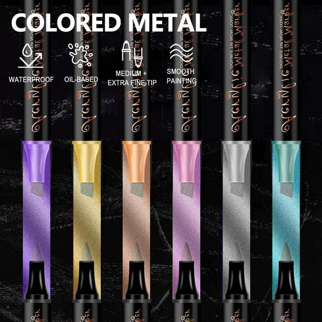 Colorful 24 Colors Dual Tip Metallic Acrylic Paint Pens - Fine Point & Chisel Tip Art Markers for Rock Painting, Crafts, Card Making, Glass.