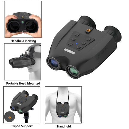 Black Professional HD Digital Night Vision Binoculars - 6X Optical Zoom, IR Illumination, Record 2.5K Video & 48MP Photos.
