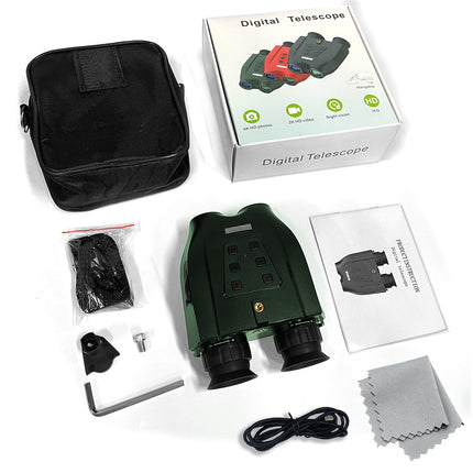 Black Professional HD Digital Night Vision Binoculars - 6X Optical Zoom, IR Illumination, Record 2.5K Video & 48MP Photos.