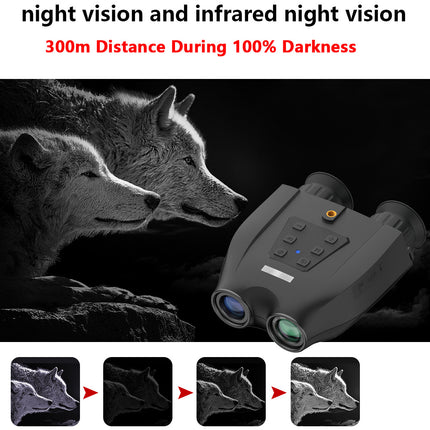 Black Professional HD Digital Night Vision Binoculars - 6X Optical Zoom, IR Illumination, Record 2.5K Video & 48MP Photos.