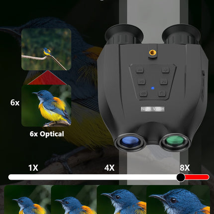 Black Professional HD Digital Night Vision Binoculars - 6X Optical Zoom, IR Illumination, Record 2.5K Video & 48MP Photos.