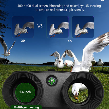 Black Professional HD Digital Night Vision Binoculars - 6X Optical Zoom, IR Illumination, Record 2.5K Video & 48MP Photos.