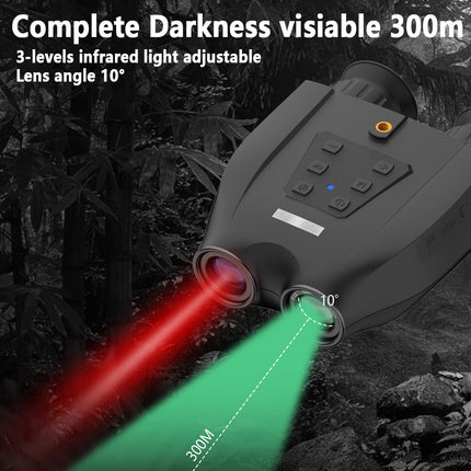 Black Professional HD Digital Night Vision Binoculars - 6X Optical Zoom, IR Illumination, Record 2.5K Video & 48MP Photos.