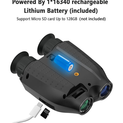 Black Professional HD Digital Night Vision Binoculars - 6X Optical Zoom, IR Illumination, Record 2.5K Video & 48MP Photos.