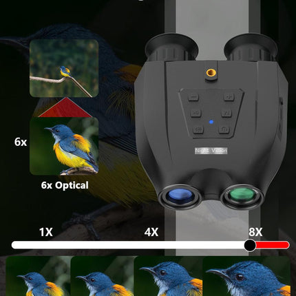 Red Professional HD Digital Night Vision Binoculars - 6X Optical Zoom, IR Illumination, Record 2.5K Video & 48MP Photos.