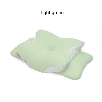 Light Green Ergonomic Butterfly Memory Foam Pillow - Cervical Neck Support for Side, Back & Stomach Sleepers, Orthopedic Contour Design.